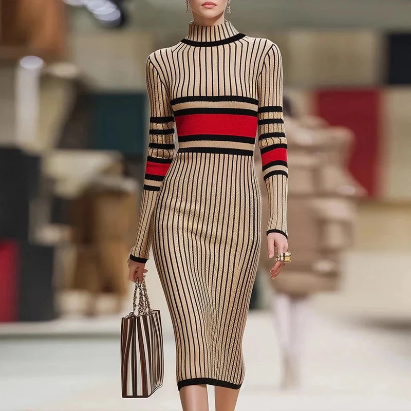 Rosalie Ribbed Knit Sweater Dress