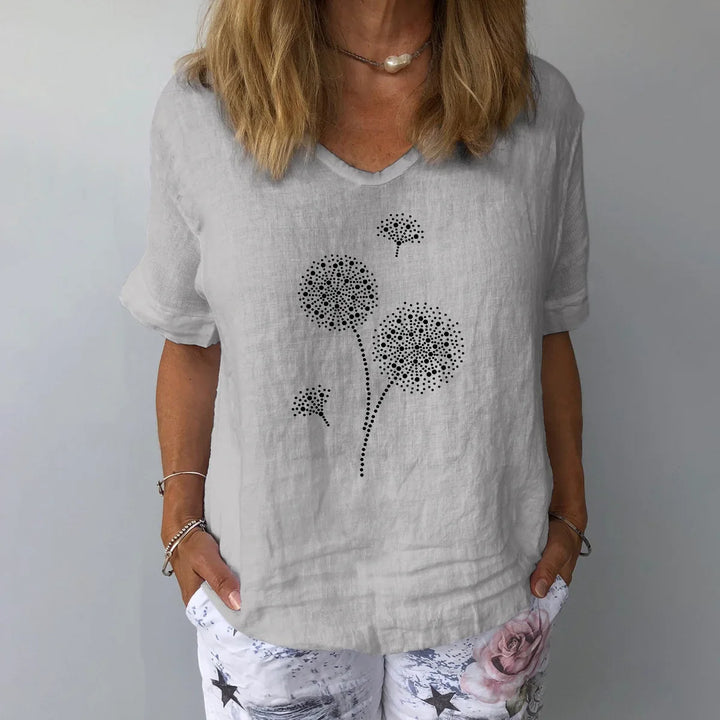 Emilia Botanical Linen Blouse