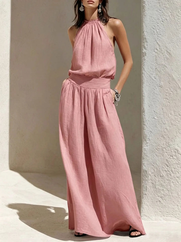 Michaela Halter Ruched Maxi Dress