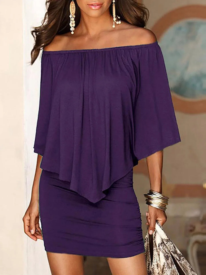 Leonie Elegant Draped Off Shoulder Mini Dress