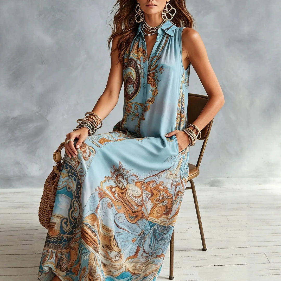 Sara Boho Print Maxi Dress