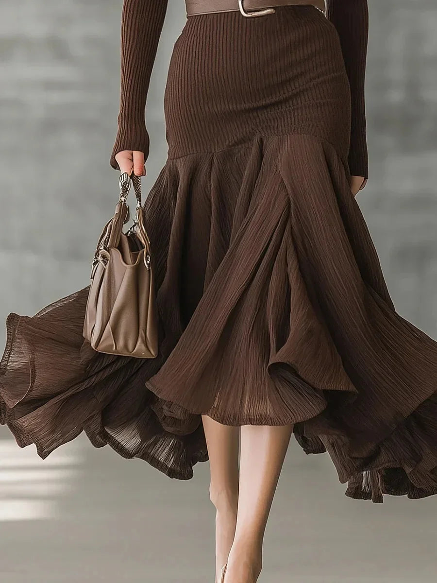 Glen Ribbed Knit Midi Dress