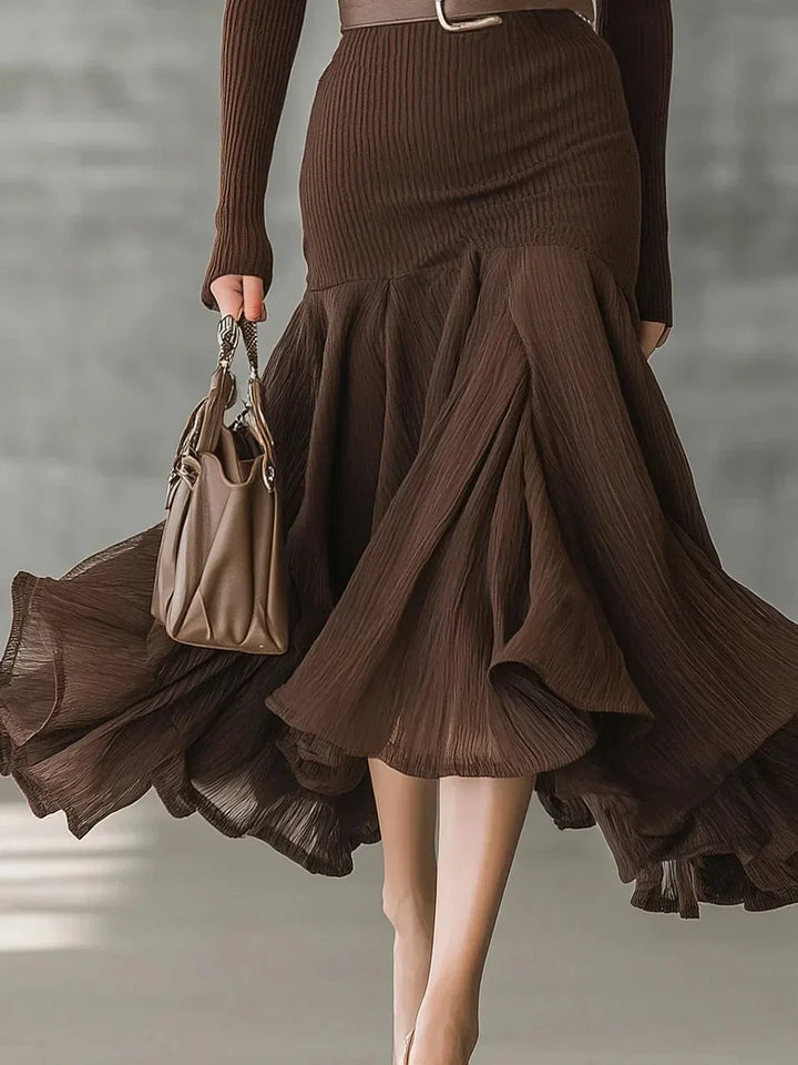 Glen Ribbed Knit Midi Dress
