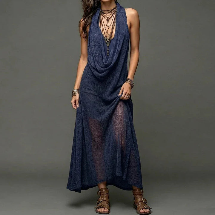 Solara  Draped Halter Maxi Dress