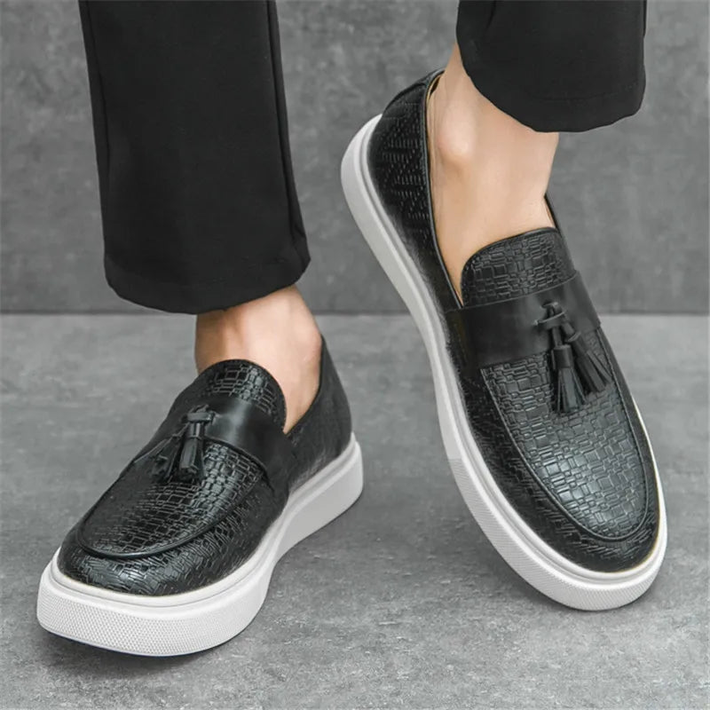 Andrew Textured Tassel Loafers