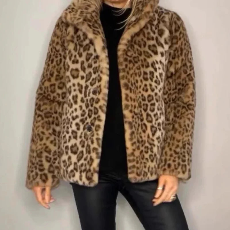 Adair Turn Down Leopard Coat