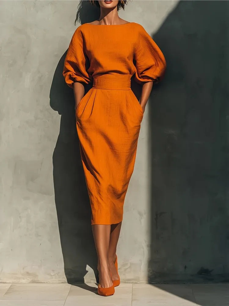 Everly Elegant Linen Midi Dress