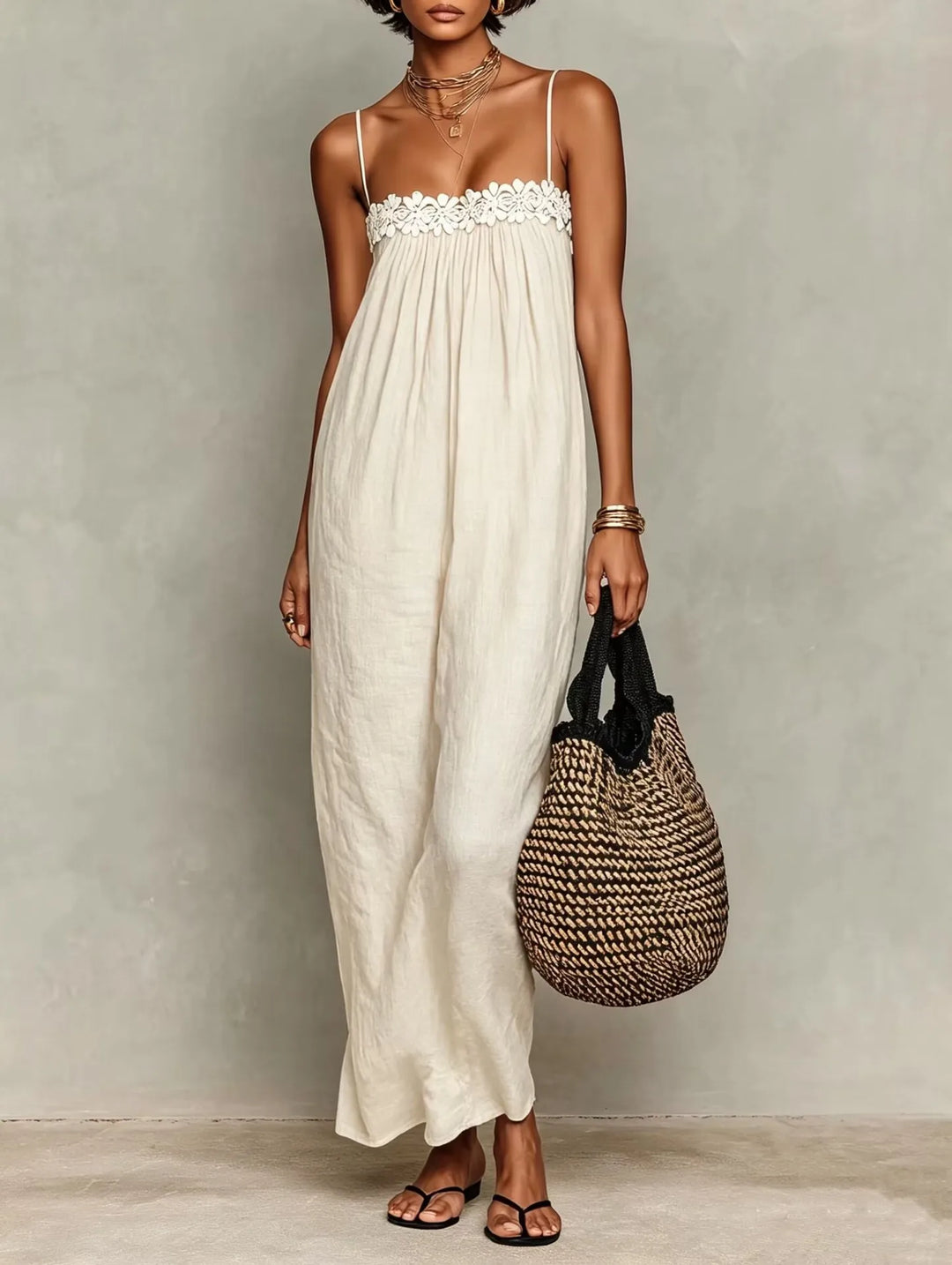 Sylvie Contrast Trim Elegant Maxi Dress