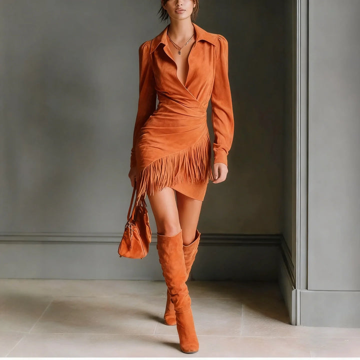 Rayna Suede Fringe Mini Dress