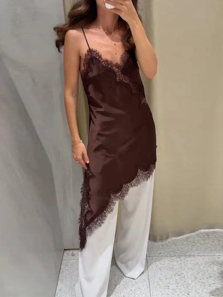 Everly Satin Lace Mini Dress