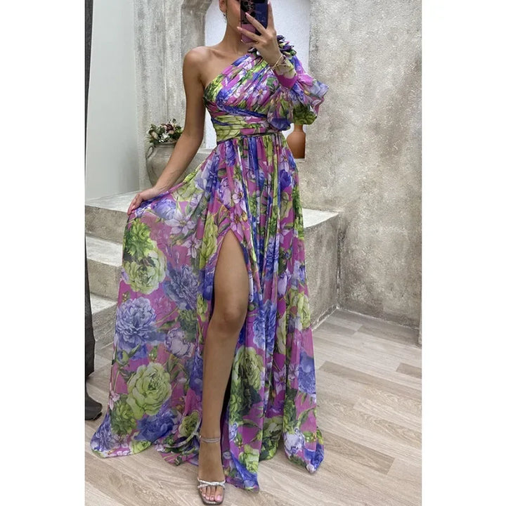 Avaline Off Shoulder Slit Maxi Dress
