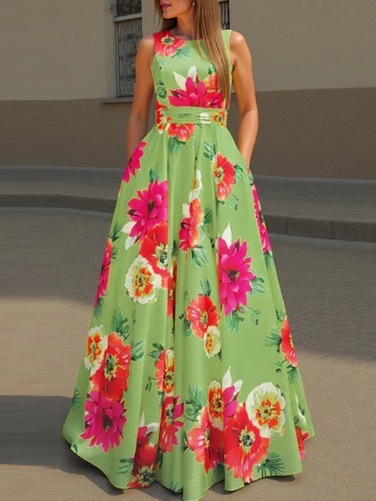 Rosamira Elegant Sleeveless Wedding Guest Maxi Dress