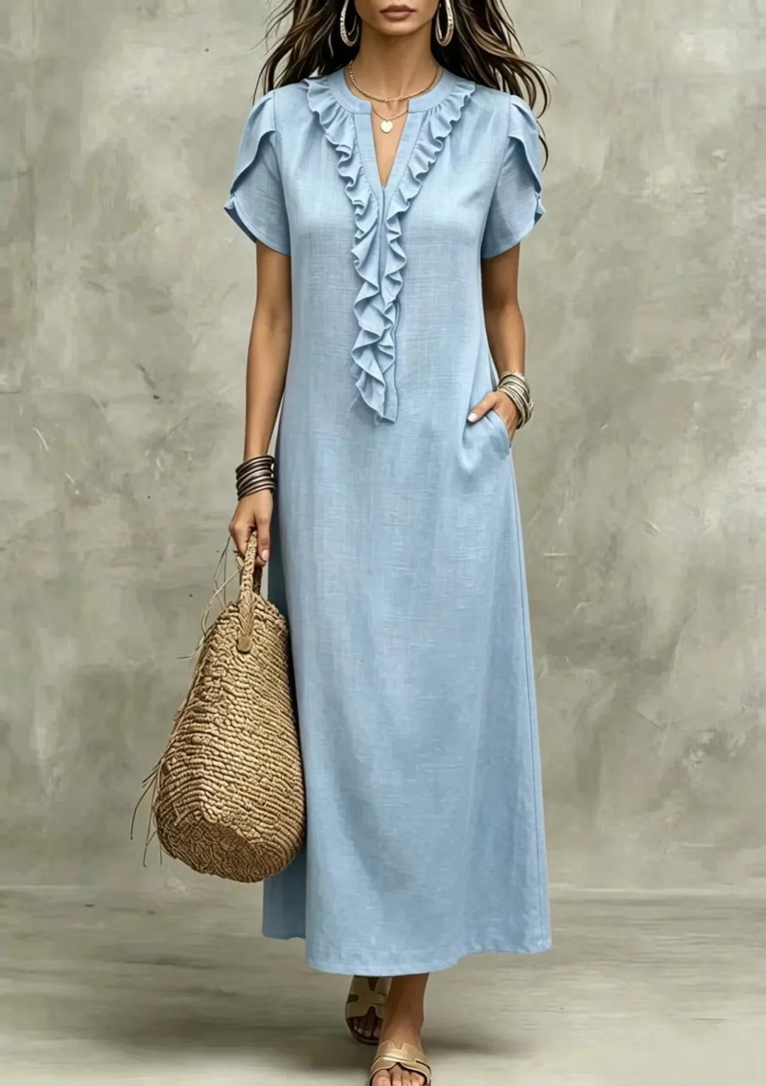 Evelyn Relaxed Ruffle Maxi Dress