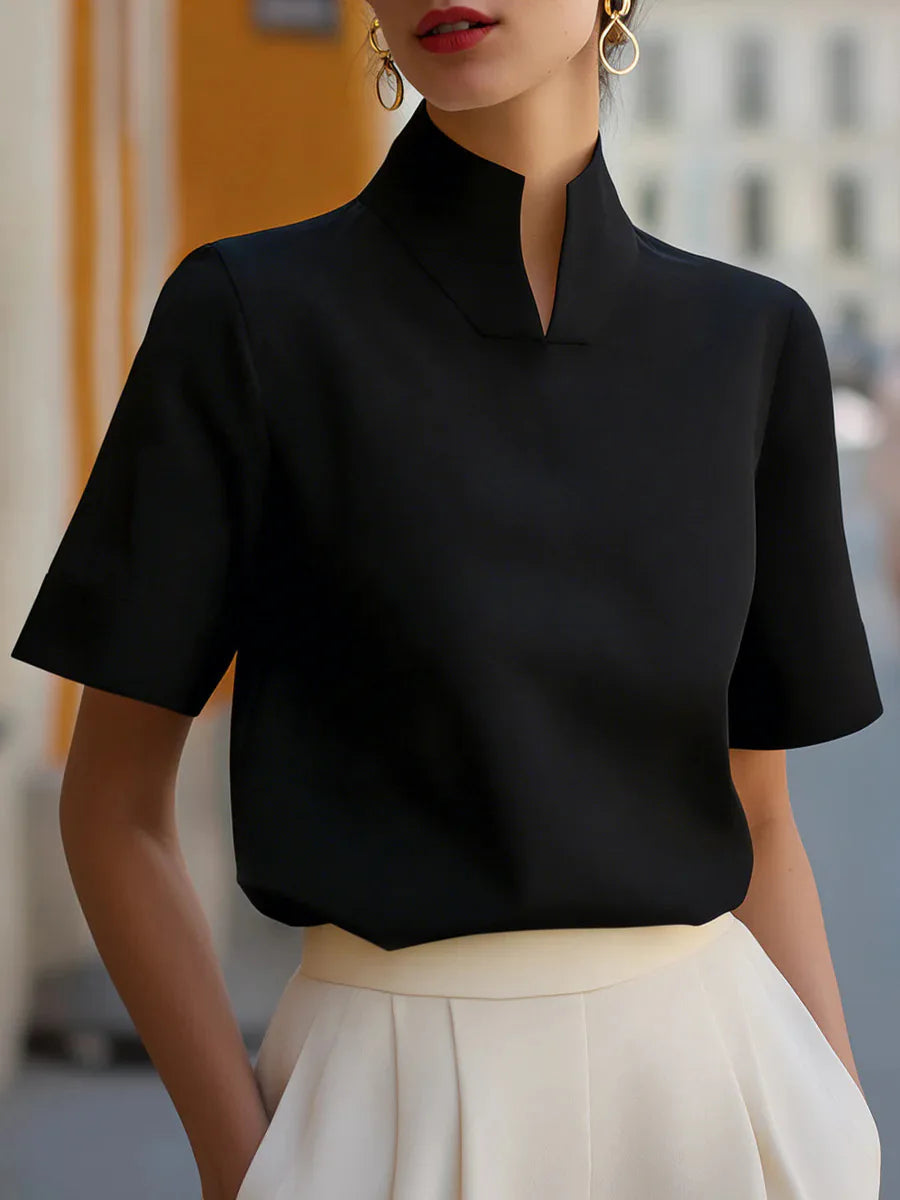 Evanie Structured Stand Collar Blouse