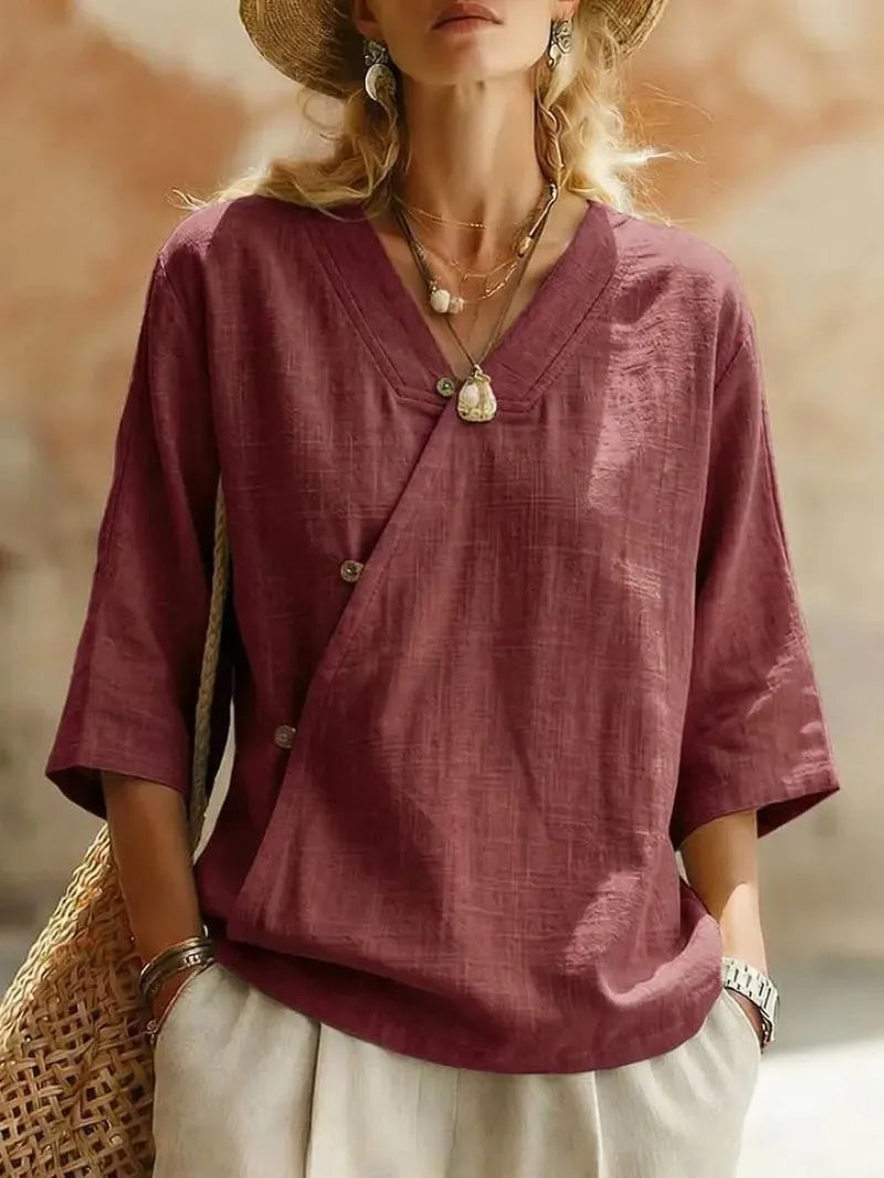 Ardena Oversized V Neck Blouse