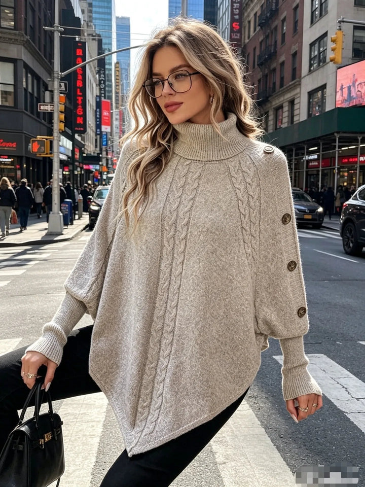 Marguerite Button Trimmed Poncho