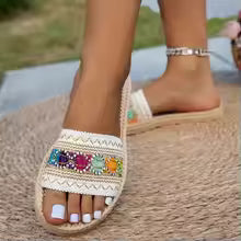 Adele Bohemian Woven Slide Sandals