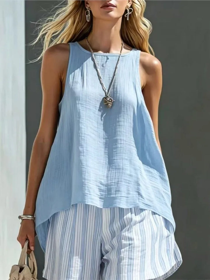 Leonie Sleeveless Striped Two Piece Outfit