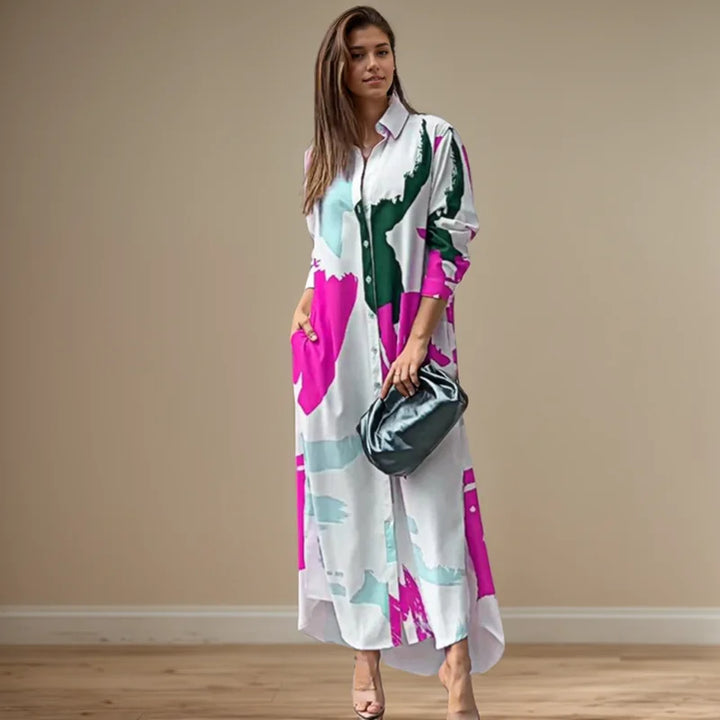Alina Abstract Shirt Maxi Dress