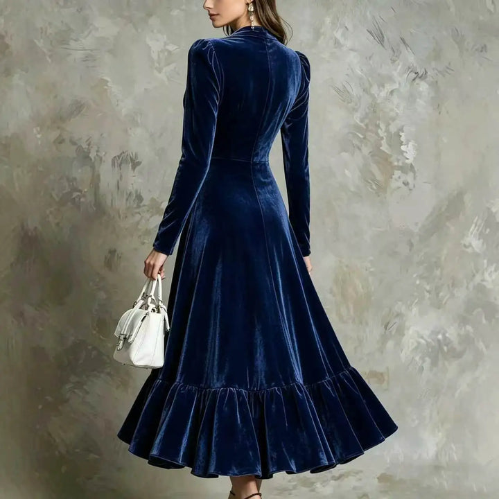 Marchetta Button Front Velvet Dress