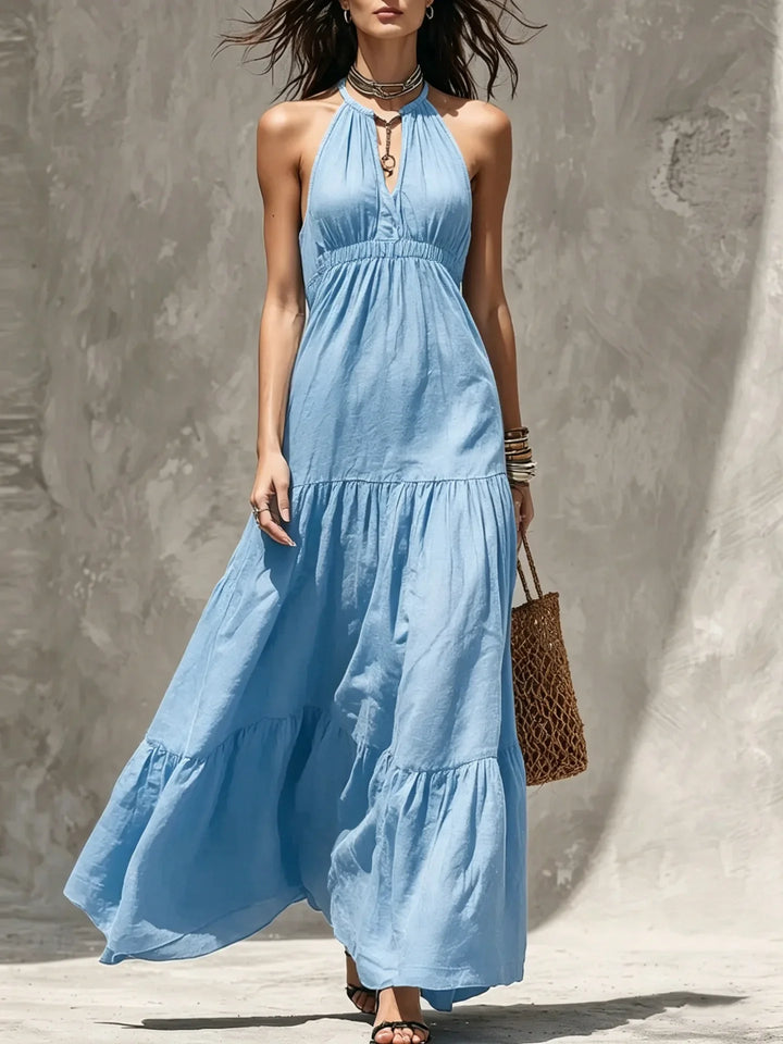 Lucielle Bohemian Halter Tiered Maxi Dress