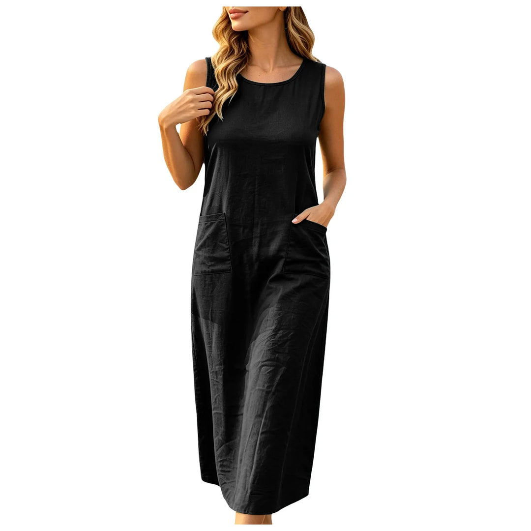 Frances Sleeveless Pocket Midi Dress