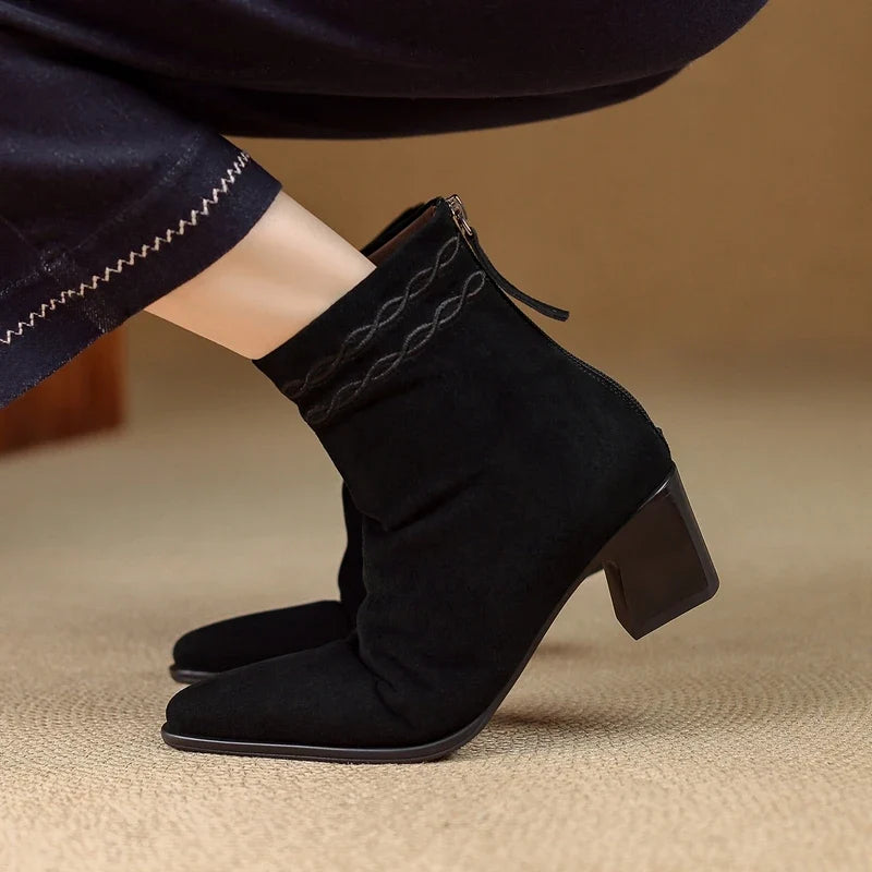 Thalia Square Toe Ankle Boots