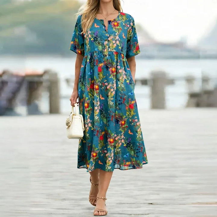 Liorina Elegant Floral Midi Dress