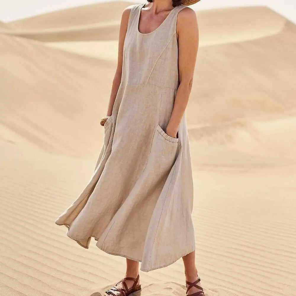 Camilia Breathable Linen Maxi Dress