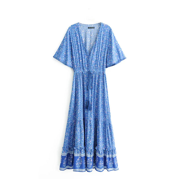 Celesia Drawstring Bohemian Maxi Dress