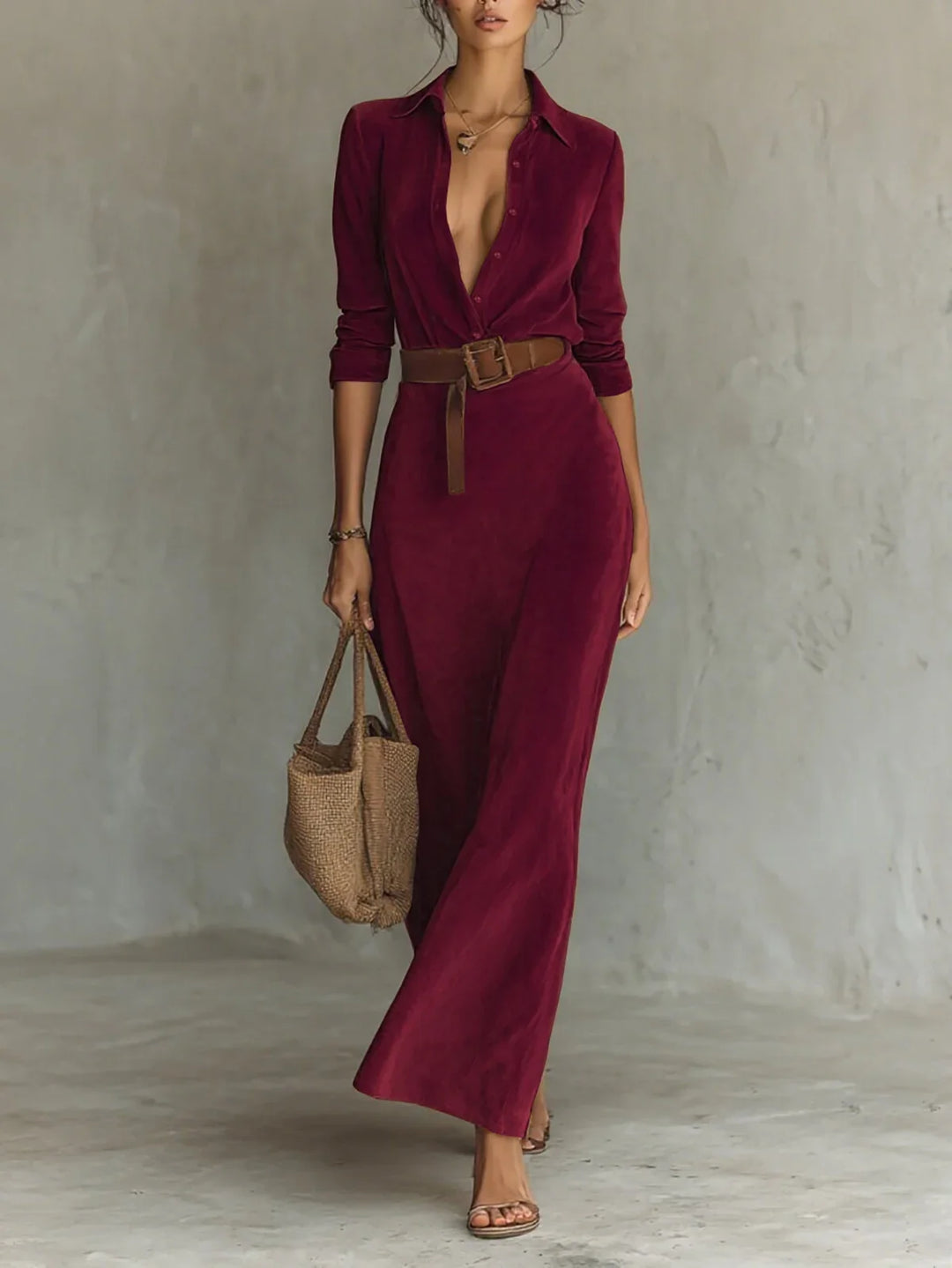 Marceline Brushed Velvet  Shirt Dress