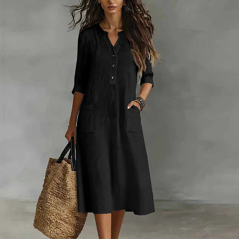 Nicola Relaxed Linen Blend Midi Dress