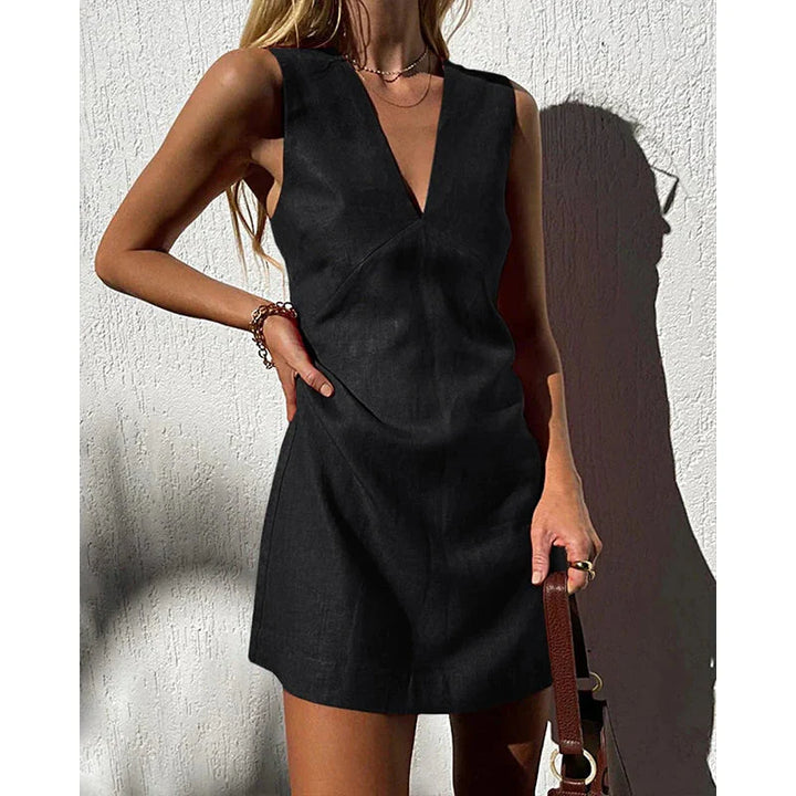 Ingrid Sleeveless V Neck Mini Dress