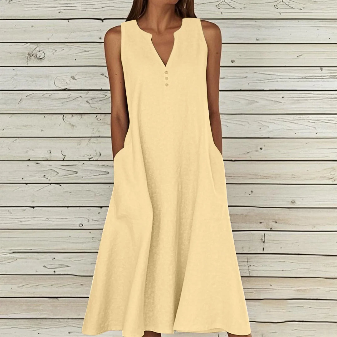 Violet Effortless V Neck Midi Dress