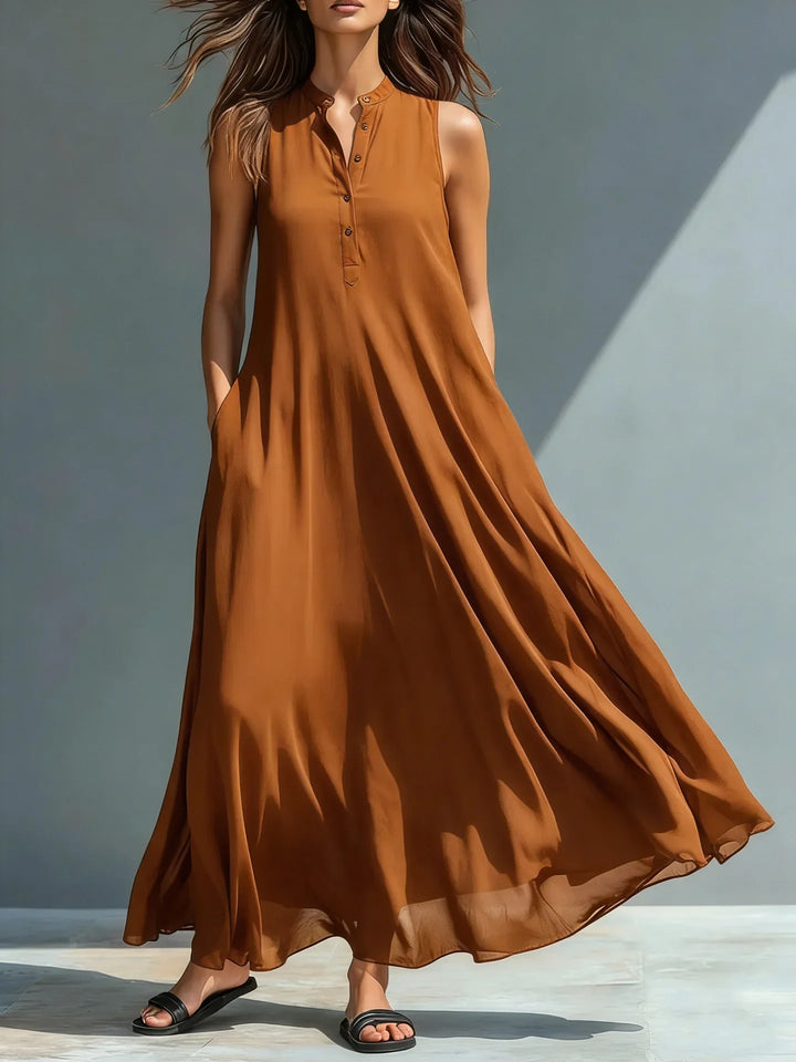 Sancia Elegant Sleeveless V Neck Midi Dress