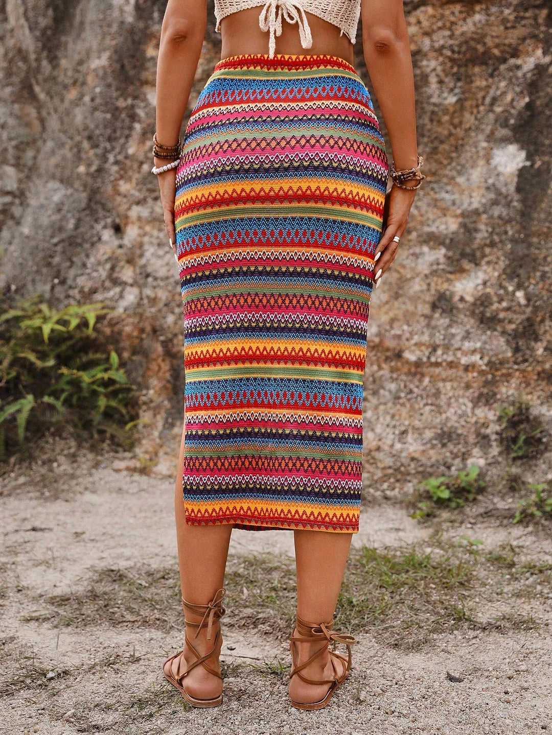 Alannah Bohemian Stripe Midi Skirt