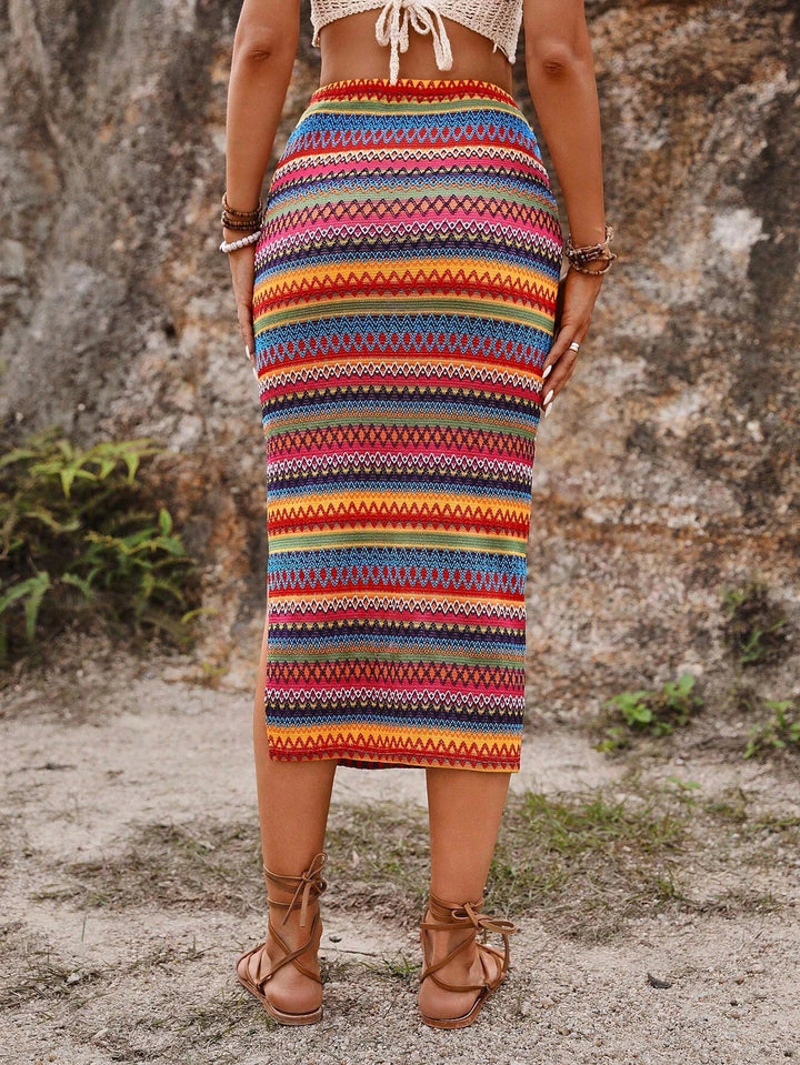Alannah Bohemian Stripe Midi Skirt
