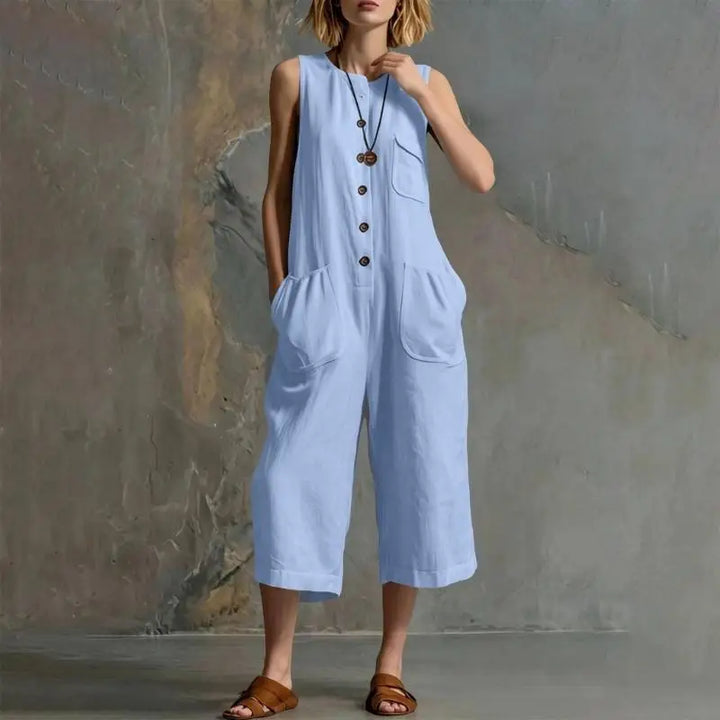 Bravion Button Front Realxed Dungaree Jumpsuit