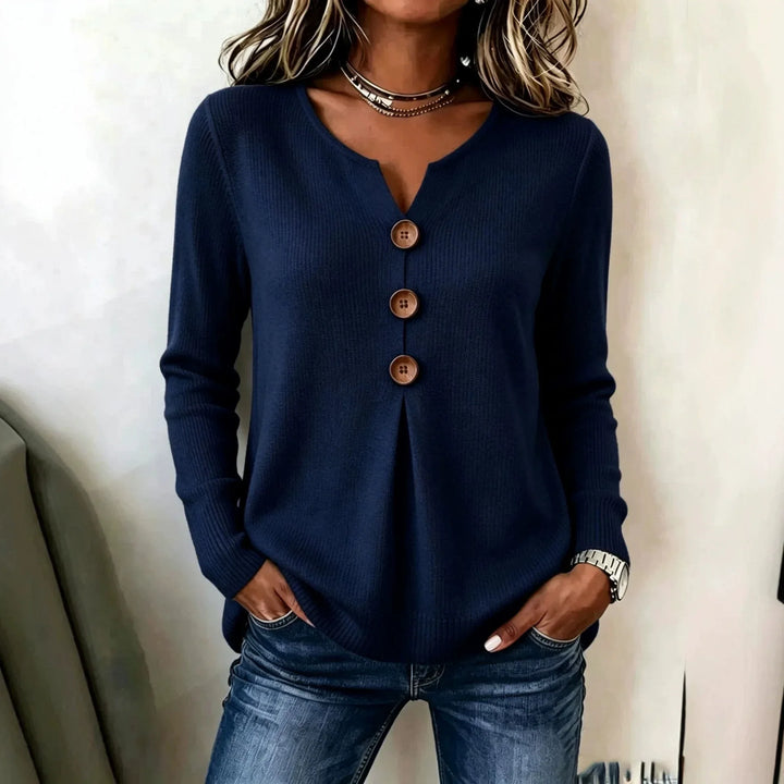 Fiora V Neck Ribbed Henley