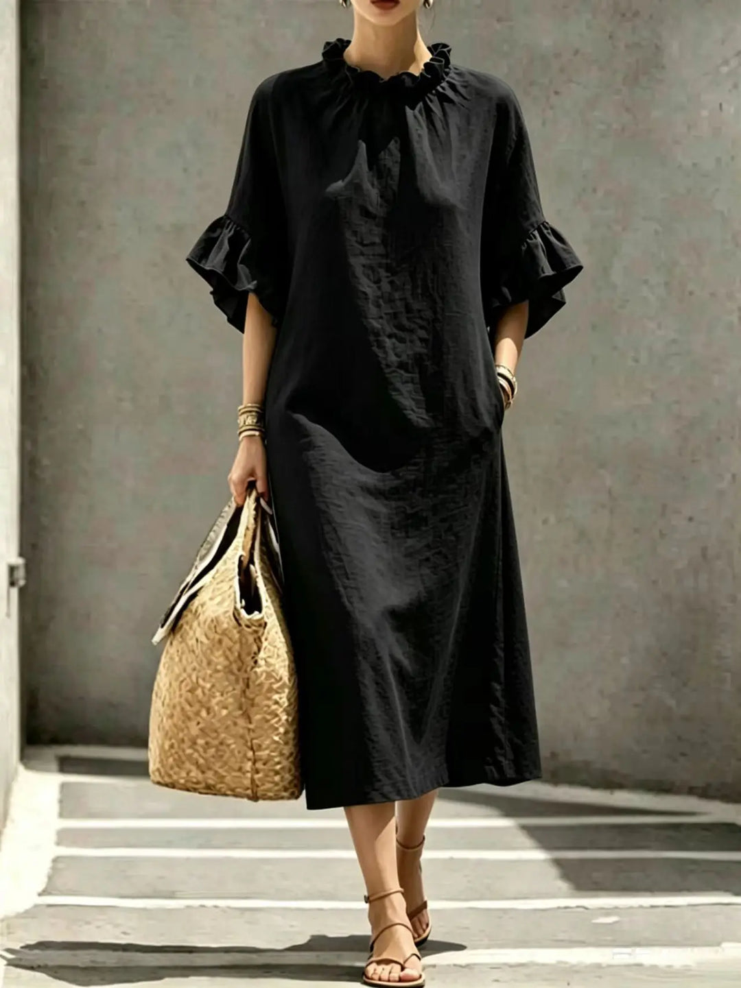 Alessia Ruffle Sleeve Midi Dress
