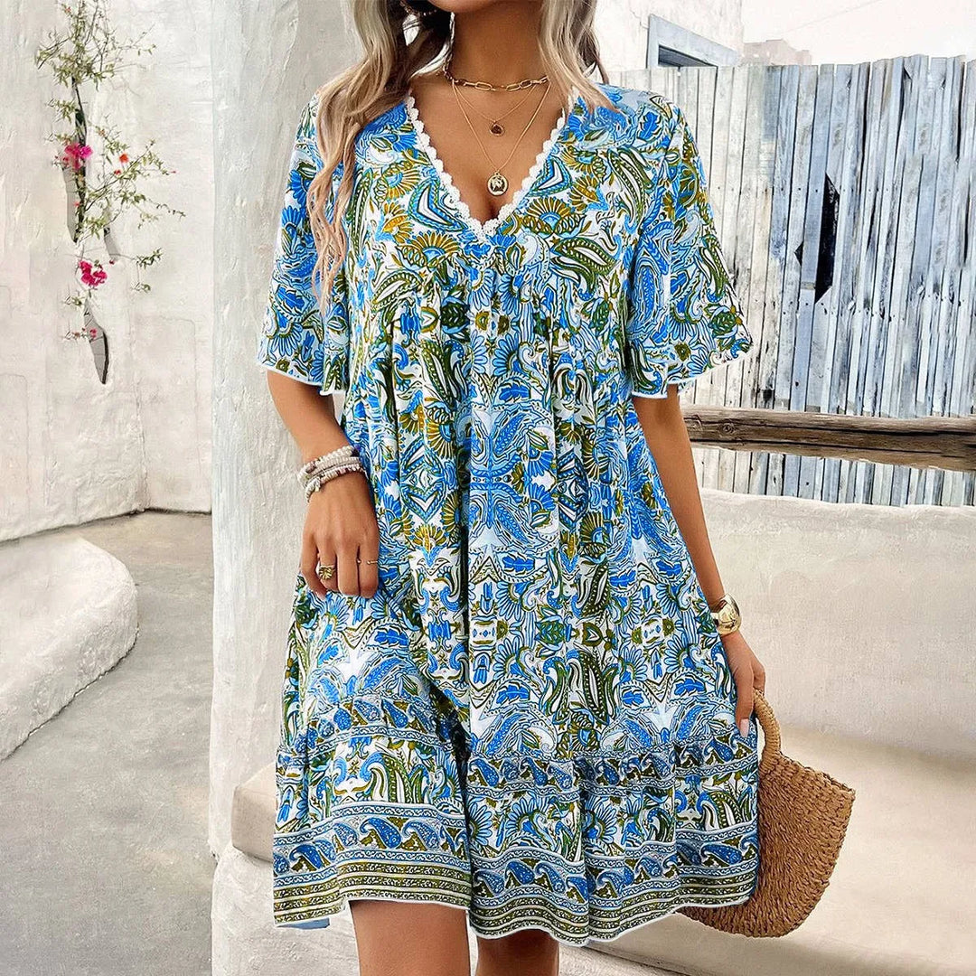 Celinae Boho Floral Mini Dress