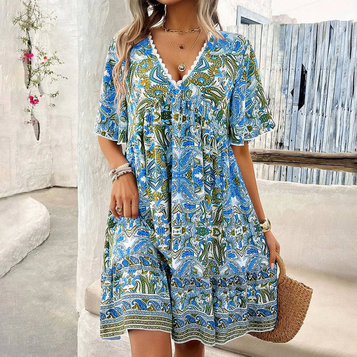 Celinae Boho Floral Mini Dress