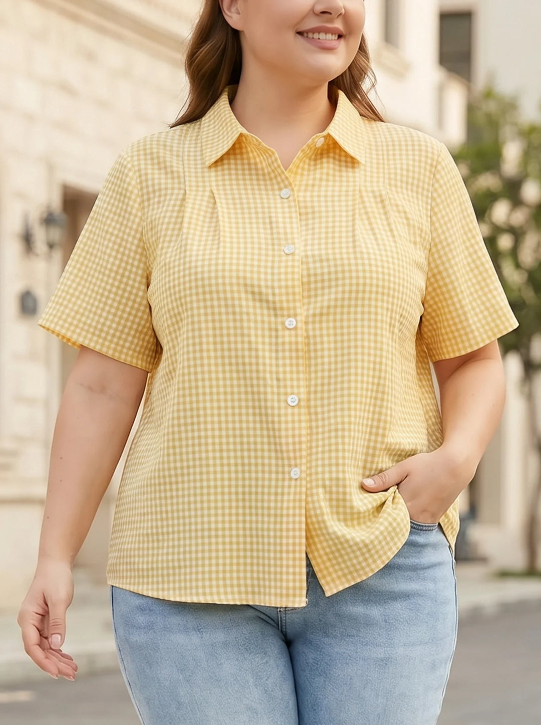 Katie Gingham Button Shirt