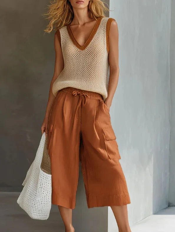 Natacha Knit Vest Casual Shorts Set