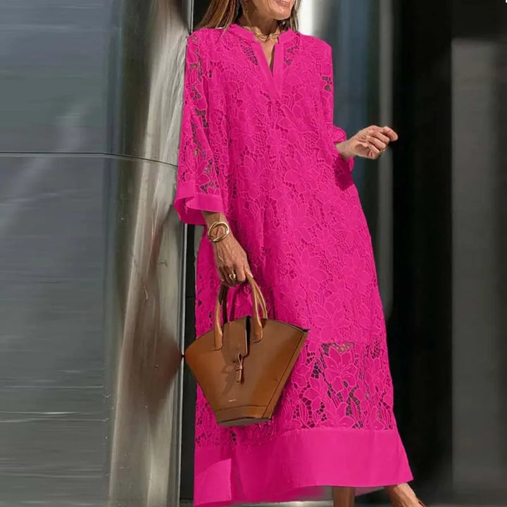 Lilou Embroidered Eyelet V Neck Maxi Dress