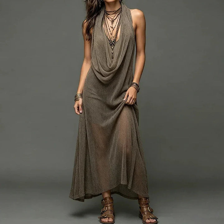 Solara  Draped Halter Maxi Dress