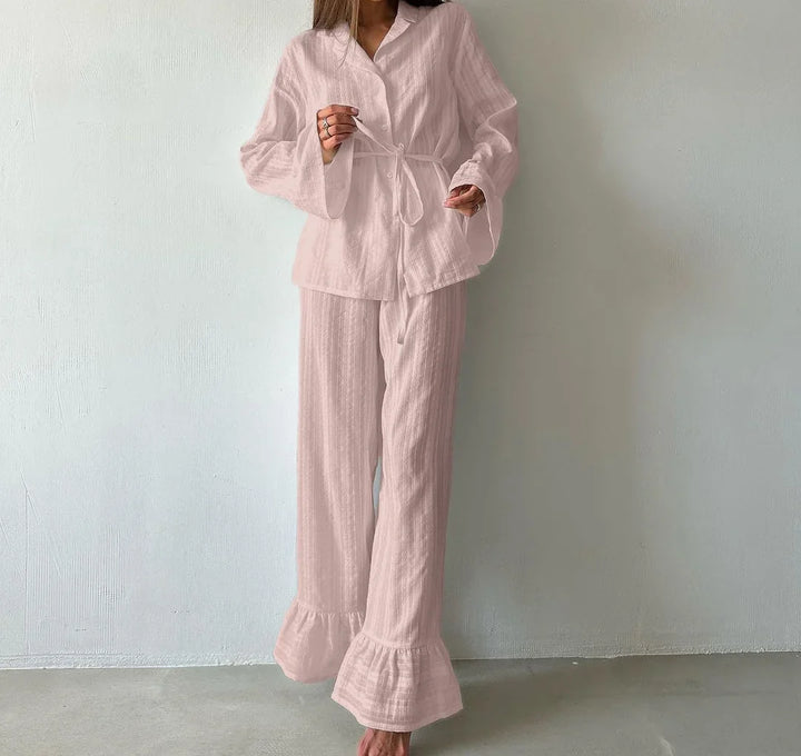 Kate Ruffle Trim Pajama Set