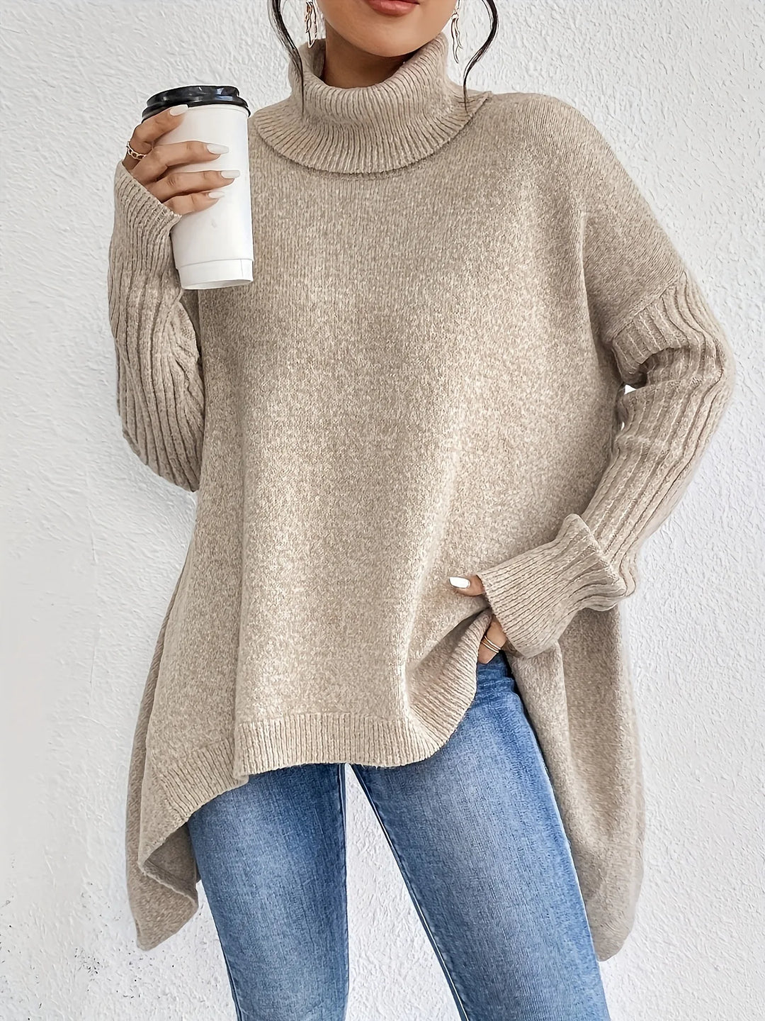 Wilhelmina Asymmetric Hem Sweater