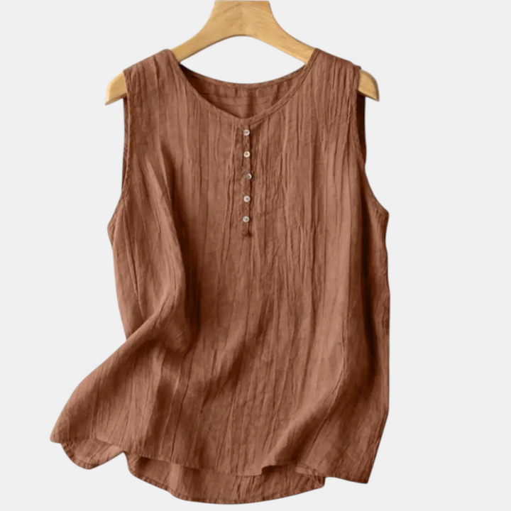 Raya Sleeveless Linen Blouse