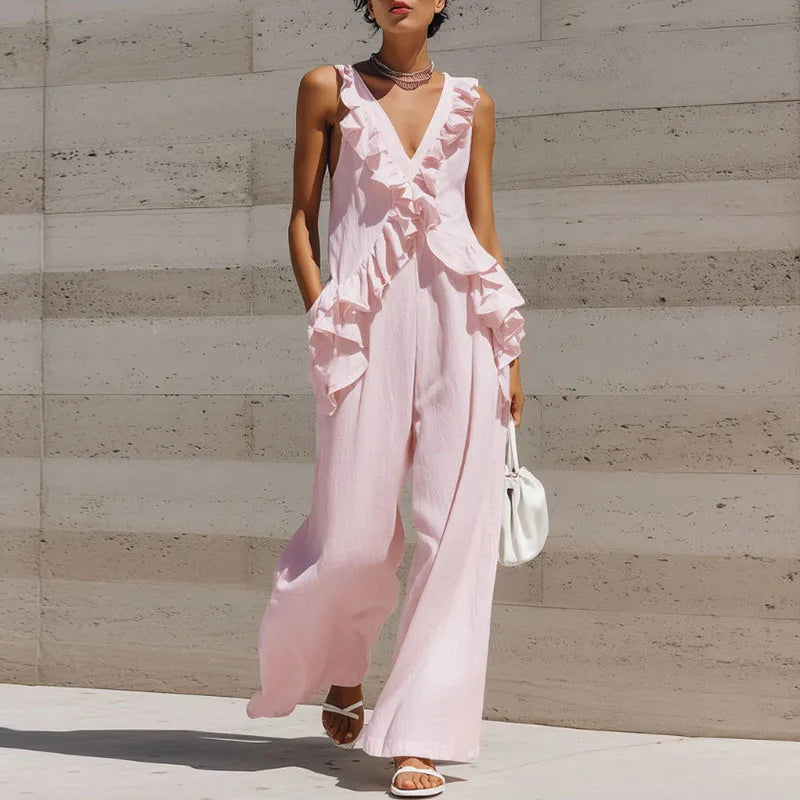 Eliza Ruffle Trim Jumpsuit